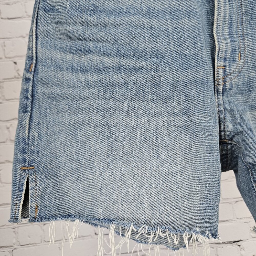 Madewell Blue Relaxed Mid-Length Denim Shorts High Rise Raw Hem 25 (29x5) - Picture 9 of 11